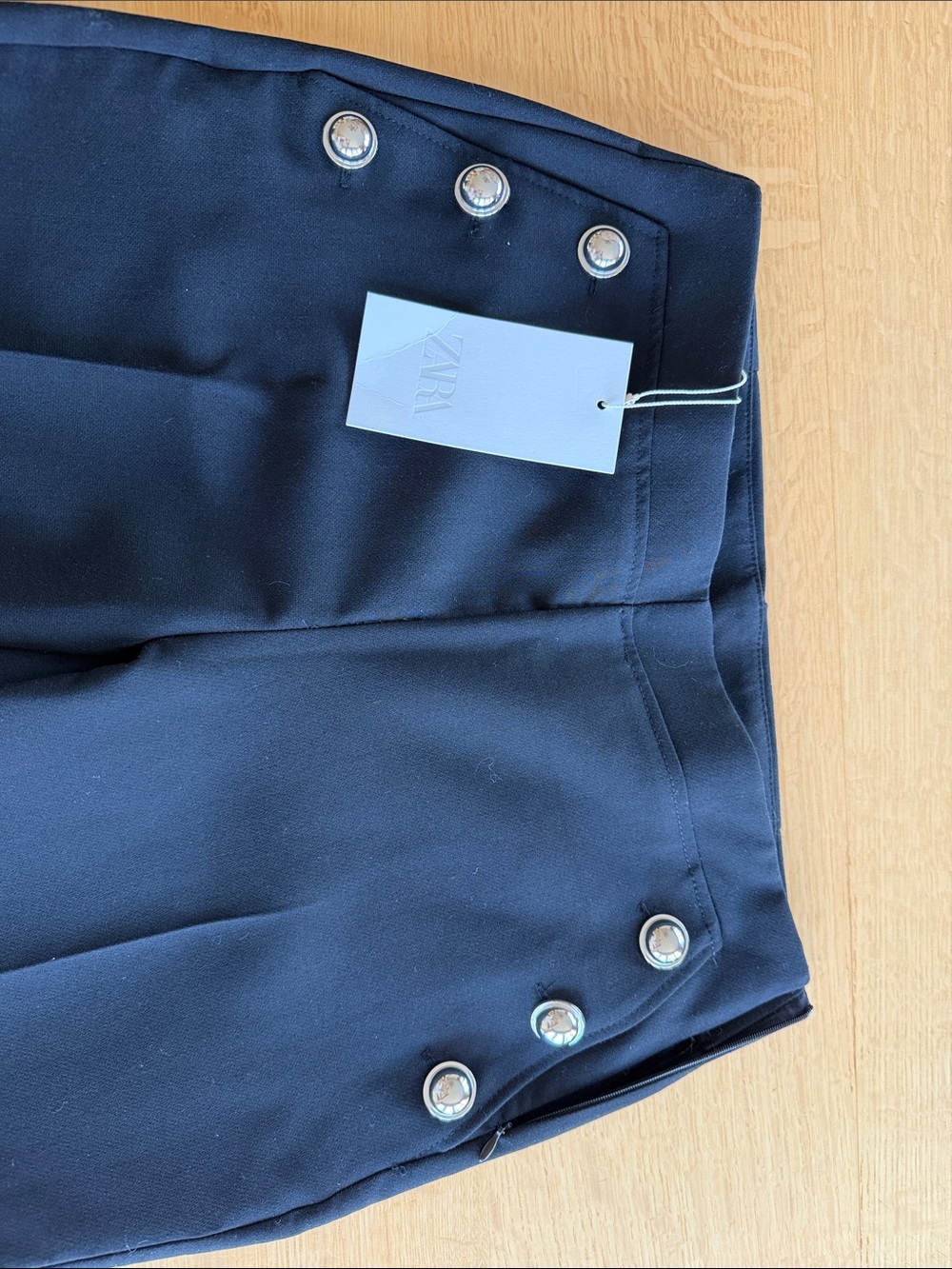 Zara Black Men's Dress Pants with Silver Button Accents